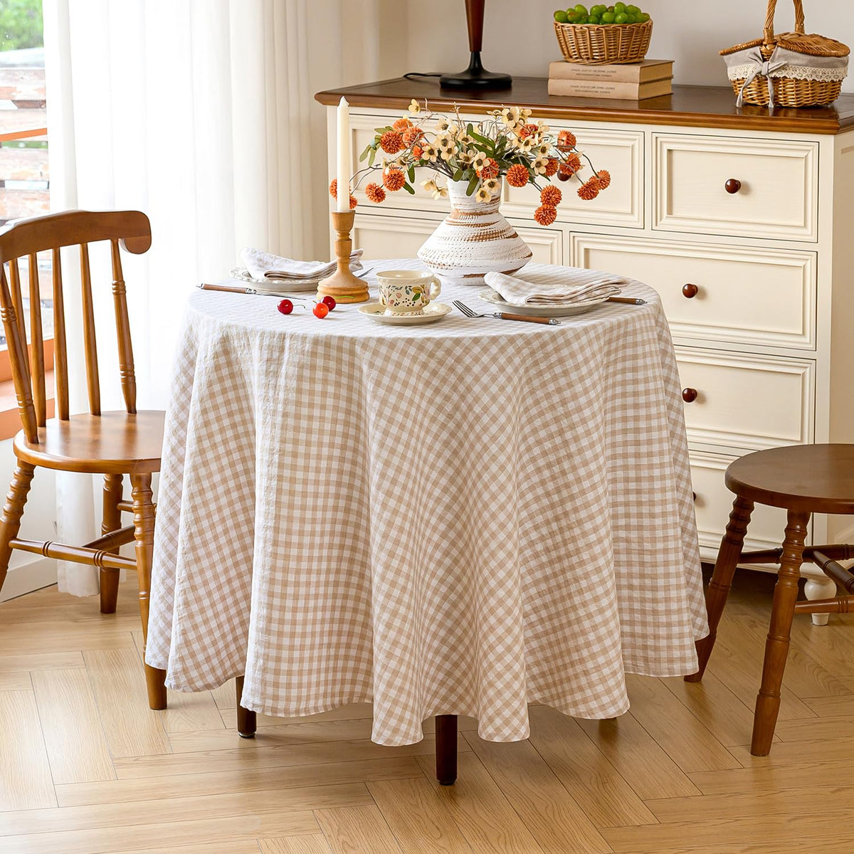 Linen World Linen Tablecloth,100% French Linen Natural Tablecloth 132" x 90" Inch,Washable Rectangular Tablecloth for Dining,Outdoor,Weddings and Restaurants,Decorative Thanksgiving Christmas