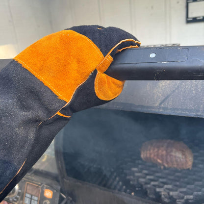 GRILL ARMOR Fire Pit & Campfire Gloves, 16in Leather, 932F Heat Resistant