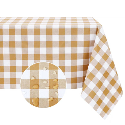 Romanstile Gingham Vinyl Tablecloth, Rectangle 54 x 78, Light Blue