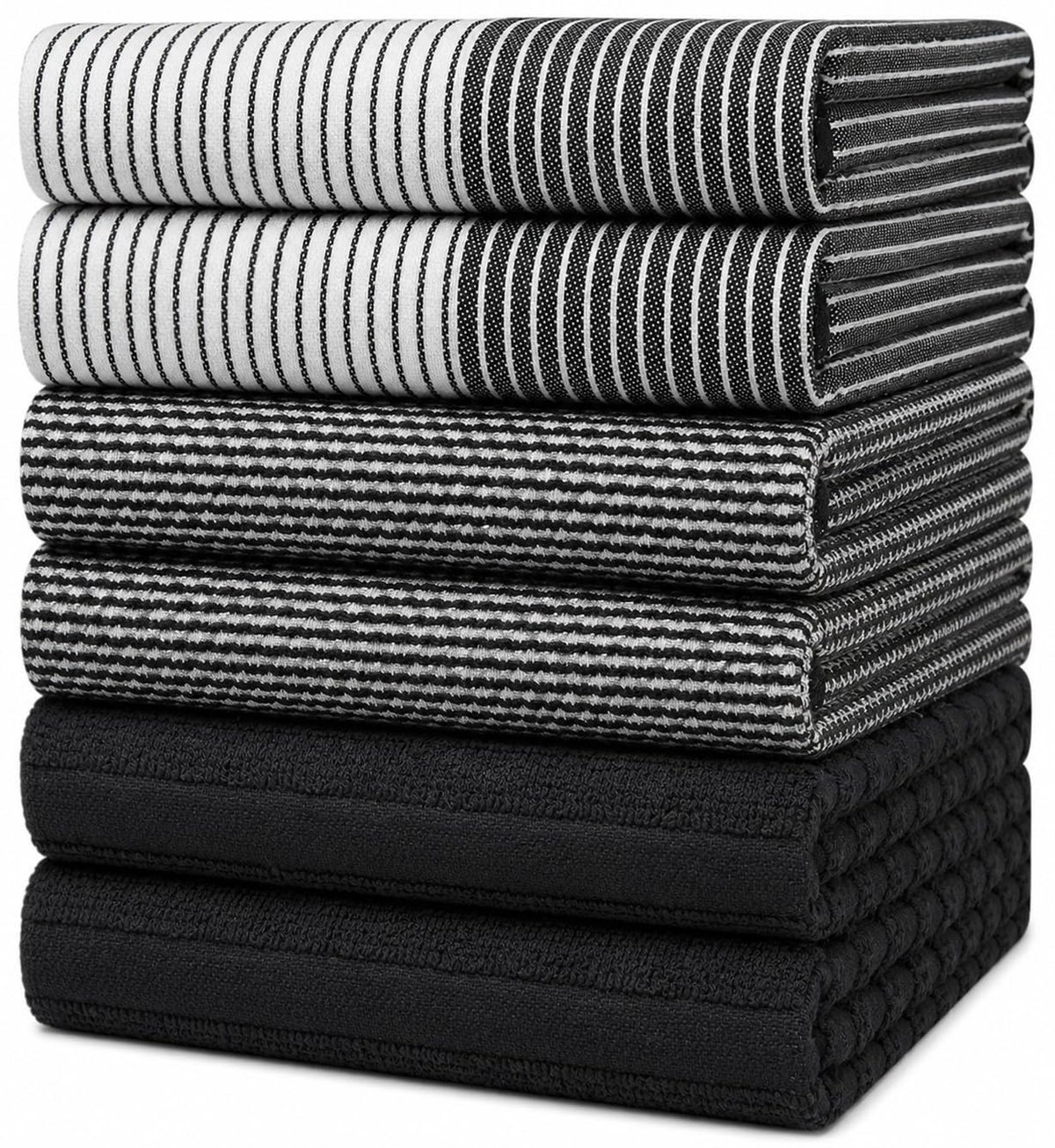 Premium Kitchen Towels 6 Pack 100% Cotton, 20"x28" Dish Towels - Grey
