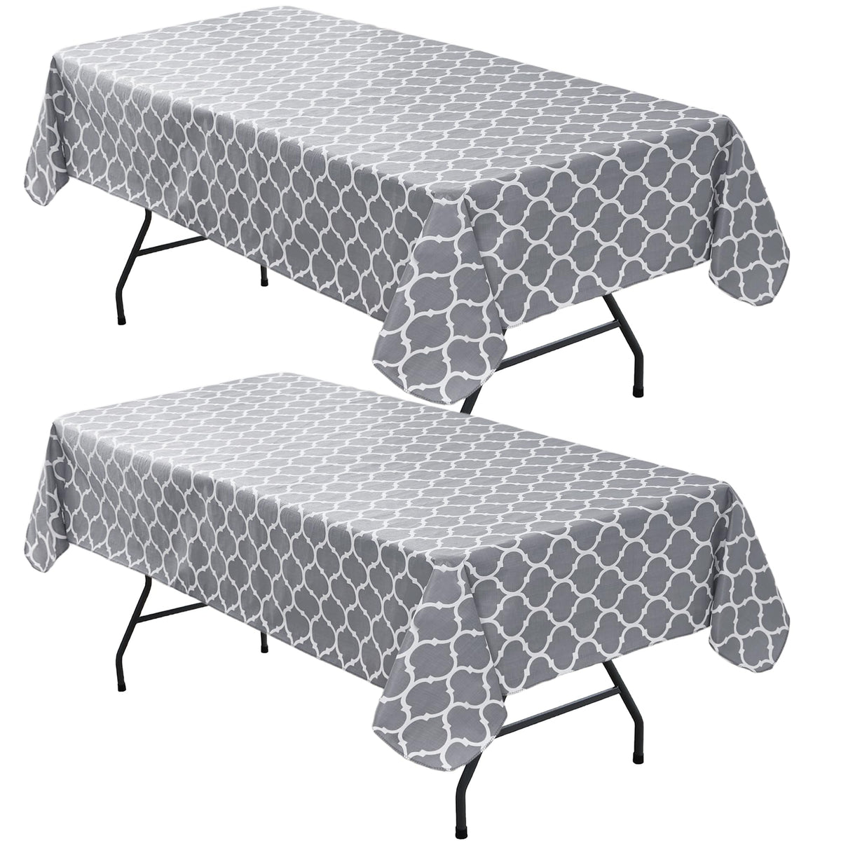 Waterproof Vinyl White Tablecloth With Flannel Backing 2 Pcs 60x120 In