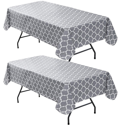 Waterproof Vinyl White Tablecloth With Flannel Backing 2 Pcs 60x120 In