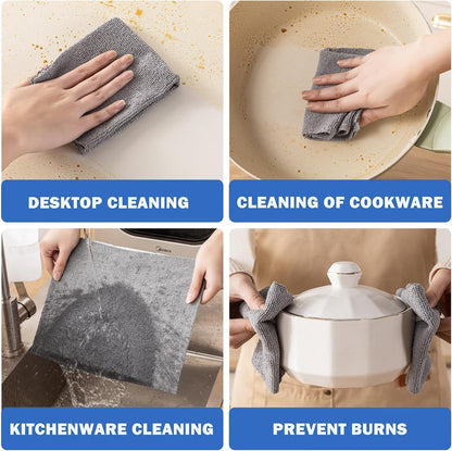 55 Pack Microfiber Cleaning Cloth Roll, Tear Away Reusable Towels, 11" X 9", Ultra Absorbent & Lint Free Cloth for Cars, Kitchen, Window, Home and Shop, Grey