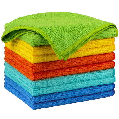 AIDEA Microfiber Cleaning Cloth Blue-50PK,Microfiber Towels for Cars 12×12"