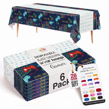 Exquisite Navy Plastic Table Cloth Disposable 6 Pack - 54 x 108 Inch Rectangle Tablecloth for 6 Foot Tables - Waterproof Table Cover for Party Wedding Birthday Graduation BBQ Catering