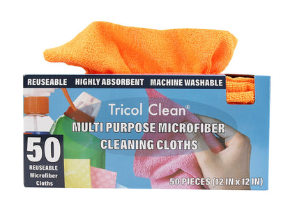 Tricol Clean Microfiber Cleaning Cloth, 16in*16in, 12 Pack Ultra-Thick Cleaning Rags, Super Absorbent, Lint Free & Streak Free Cleaning Towels for Car, House, Kitchen, Office