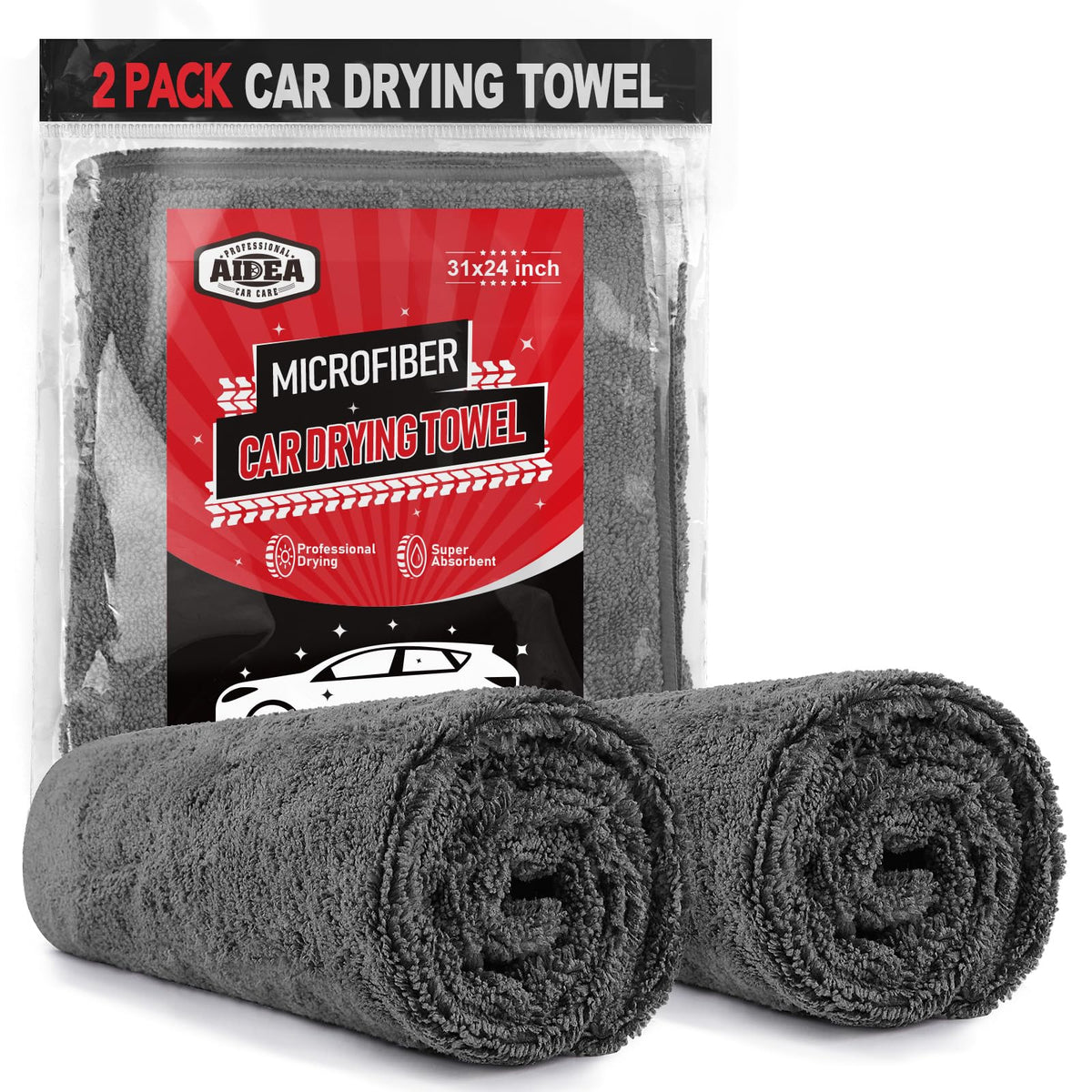 AIDEA Microfiber Cleaning Cloth 24 Pack, Microfiber Towels for Cars, Soft & Absorbent Cleaning Rags, Premium Lint Free Shop Towels for House, Kitchen, Car, 12inx16in