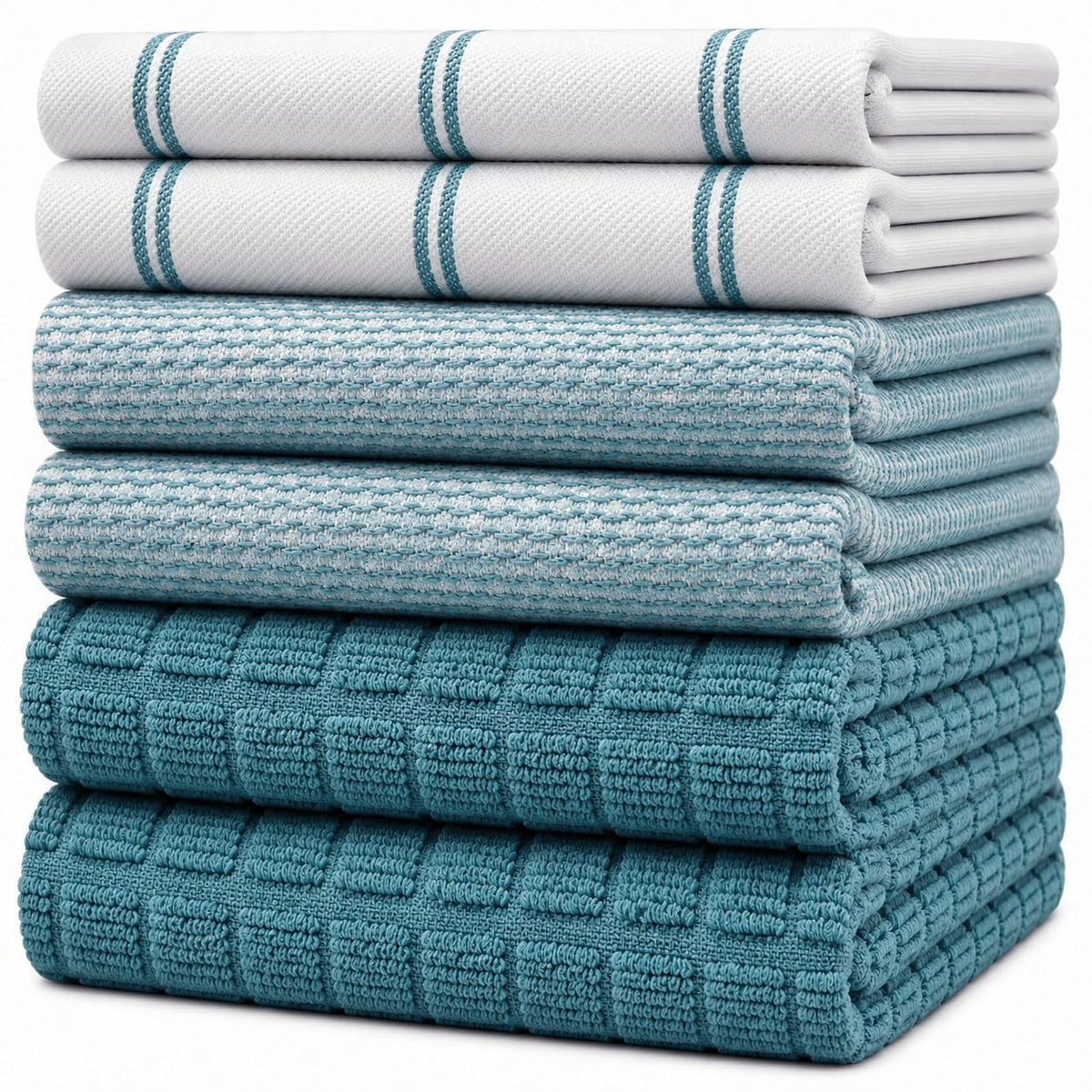 Premium Kitchen Towels 6 Pack 100% Cotton, 20"x28" Dish Towels - Grey