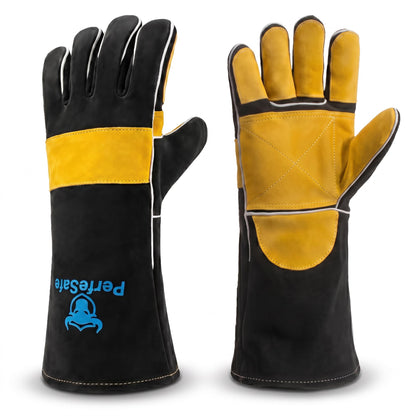 Welding Gloves for Women Heat Fire Resistant Leather 14" L Red