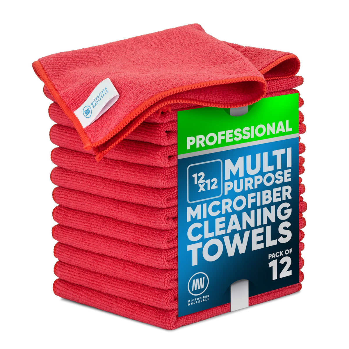 MW PRO Premium Microfiber Cleaning Cloths (12 Pack, 12x12, Grey) - Streak Free Stainless Steel & Glass Towels - Ultra Soft Cleaning Cloths for Screens, Granite & Modern Home - Washable & Reusable
