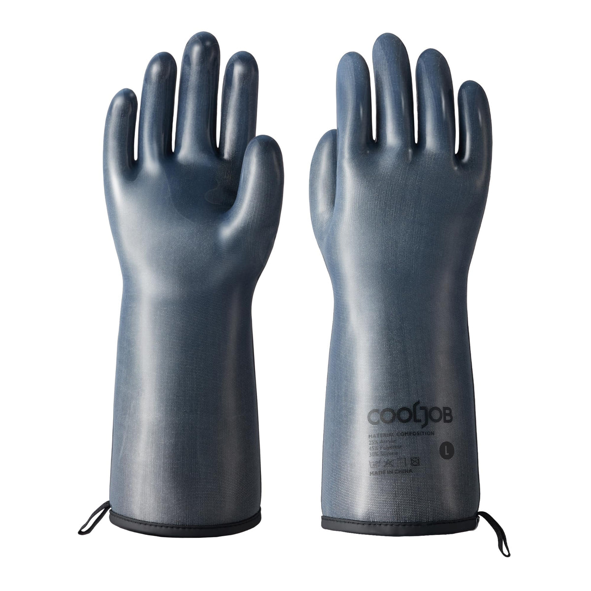 COOLJOB Heat Resistant Oven Gloves, Waterproof BBQ Mitts, Blue, Large