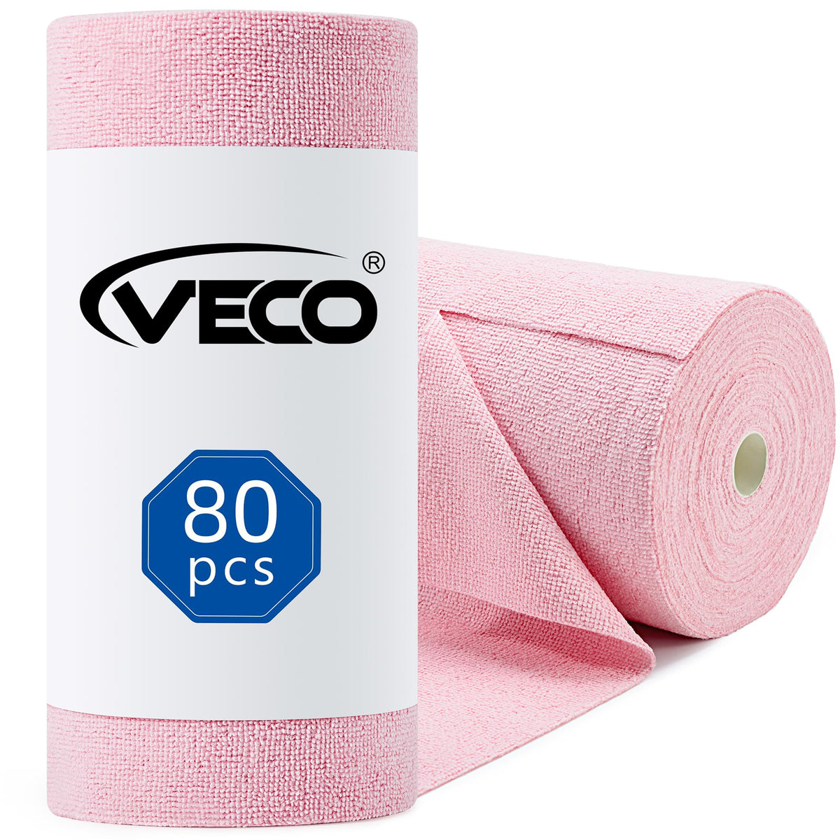 Veco Microfiber Cleaning Cloth Roll 80 PCS Gray, 12" x 12"