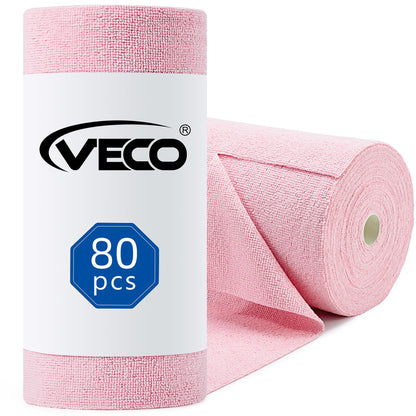 Veco Microfiber Cleaning Cloth Roll 80 PCS Gray, 12" x 12"
