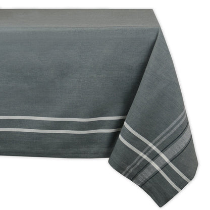 DII French Stripe Tabletop Collection Farmhouse Style Dining Table Linen Tablecloth, 60x84, Taupe/Teal