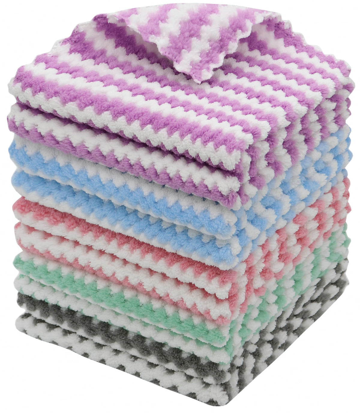 Microfiber Cleaning Cloth, 10 Pack Microfiber Rags,12”x12”,Mix Color