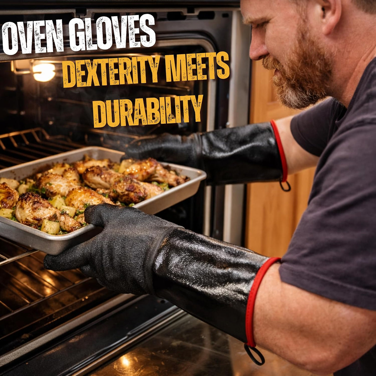 Grill Heat Aid 932°F High Heat Resistant BBQ Grill Gloves Neoprene Mitt 14"