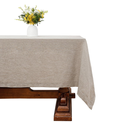 Linen World Linen Tablecloth,100% French Linen Natural Tablecloth 132" x 90" Inch,Washable Rectangular Tablecloth for Dining,Outdoor,Weddings and Restaurants,Decorative Thanksgiving Christmas