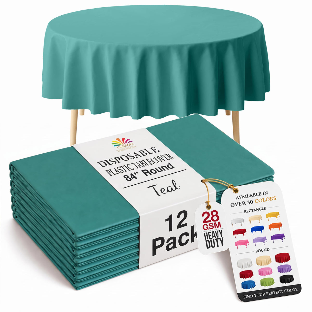 Exquisite Ivory Plastic Table Cloth Disposable 12 Pack, 54 x 108 Inch