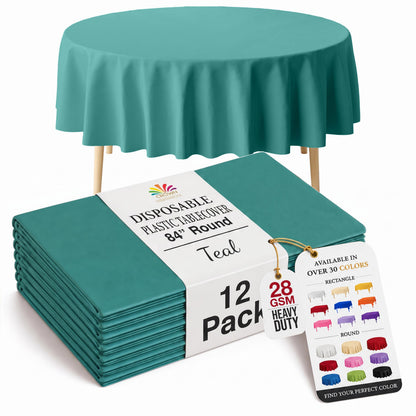 Exquisite Ivory Plastic Table Cloth Disposable 12 Pack, 54 x 108 Inch
