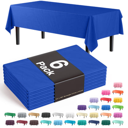 Exquisite Navy Plastic Table Cloth Disposable 6 Pack - 54 x 108 Inch Rectangle Tablecloth for 6 Foot Tables - Waterproof Table Cover for Party Wedding Birthday Graduation BBQ Catering