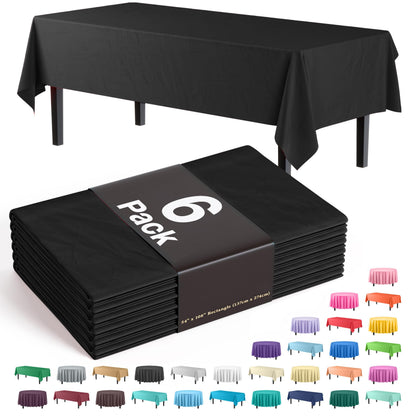Exquisite Navy Plastic Table Cloth Disposable 6 Pack - 54 x 108 Inch Rectangle Tablecloth for 6 Foot Tables - Waterproof Table Cover for Party Wedding Birthday Graduation BBQ Catering