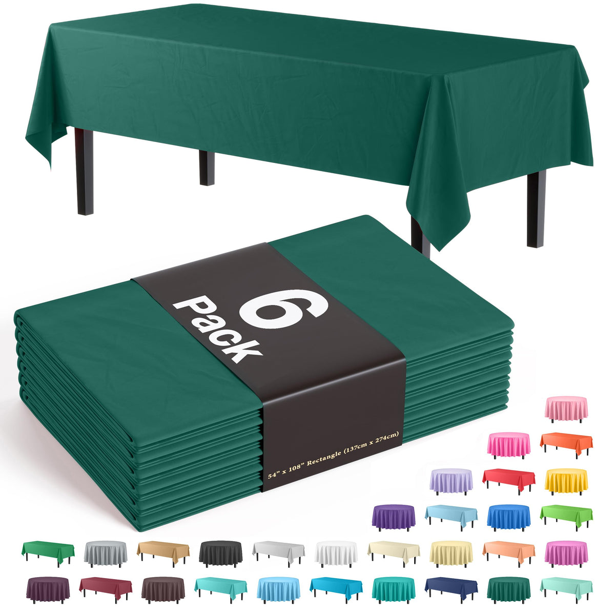 Exquisite Navy Plastic Table Cloth Disposable 6 Pack - 54 x 108 Inch Rectangle Tablecloth for 6 Foot Tables - Waterproof Table Cover for Party Wedding Birthday Graduation BBQ Catering