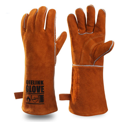 QeeLink Welding Gloves for Men - Fireproof Leather and Stitching