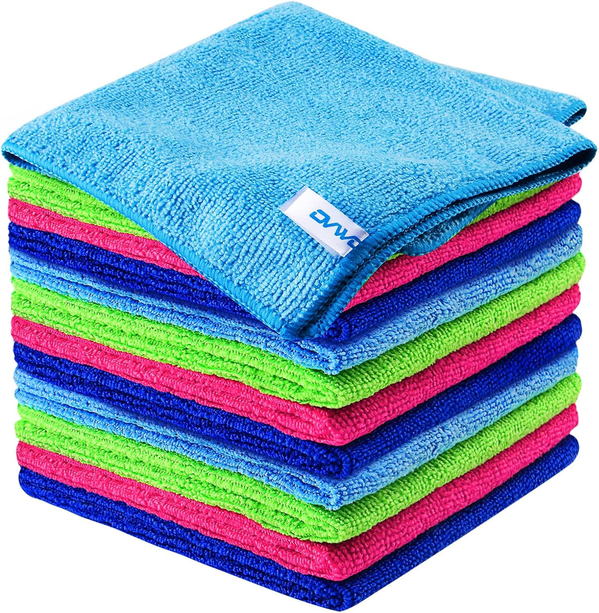 Microfiber Cleaning Cloth, 12Pcs, 12" x 12", High Density, 4 Colors