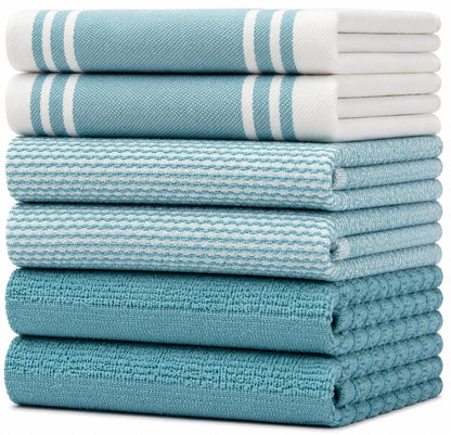 Premium Kitchen Towels 6 Pack 100% Cotton, 20"x28" Dish Towels - Grey