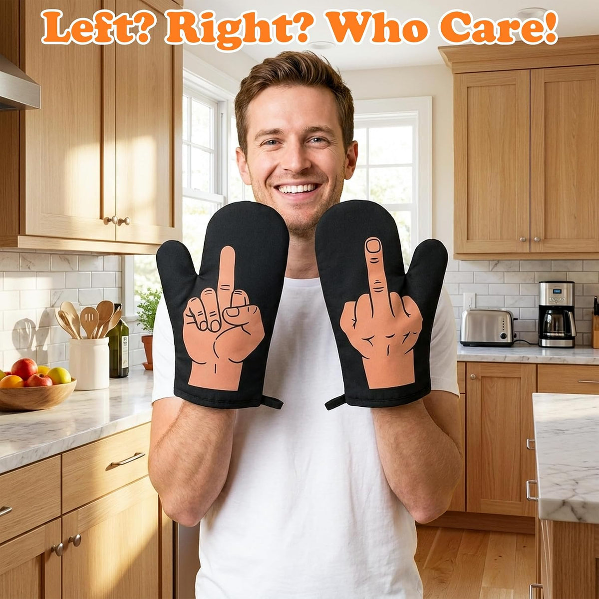 Funny Middle Finger Oven Mitts Sets, Fun Kitchen Baking Mittens for Adults
