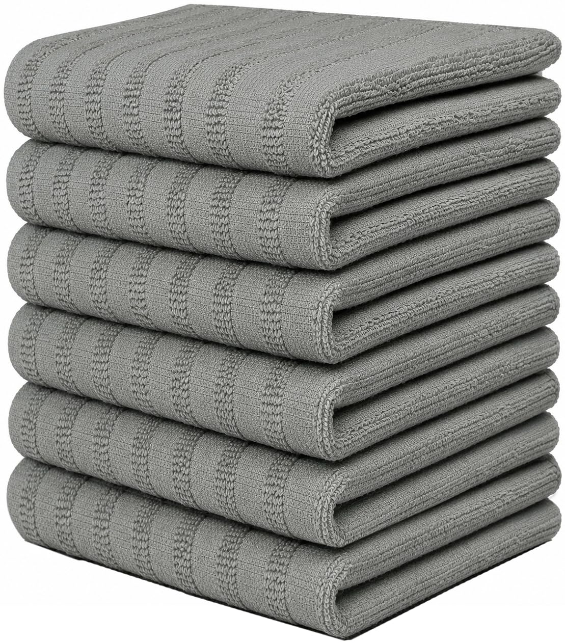 Premium Kitchen Towels 6 Pack 100% Cotton, 20"x28" Dish Towels - Grey