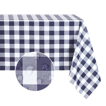 Romanstile Gingham Vinyl Tablecloth, Rectangle 54 x 78, Light Blue