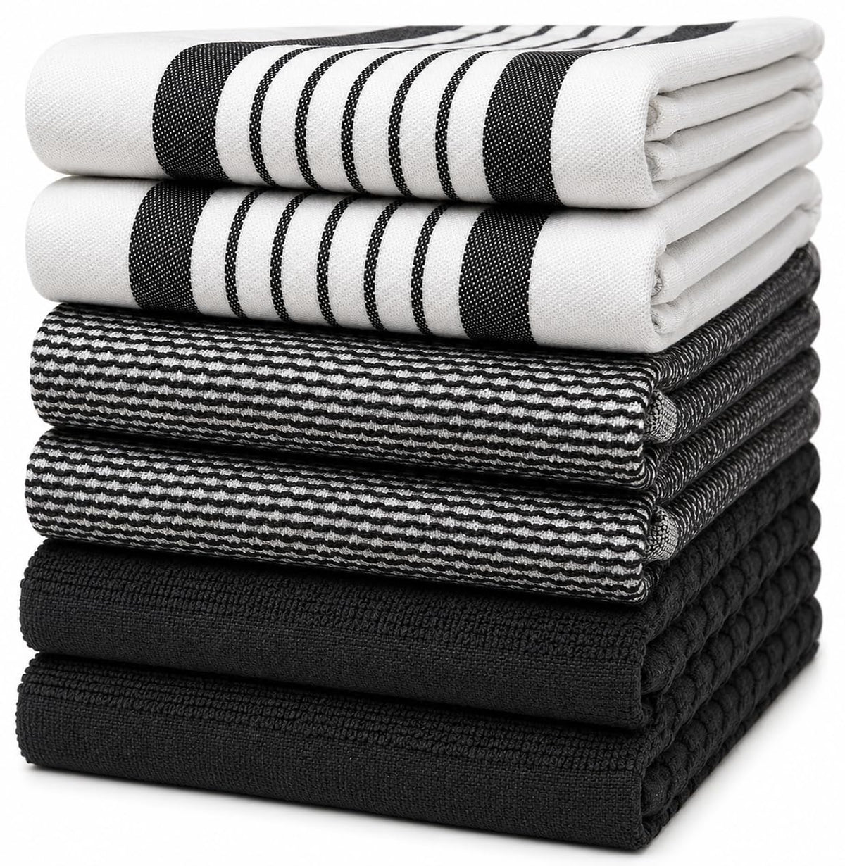 Premium Kitchen Towels 6 Pack 100% Cotton, 20"x28" Dish Towels - Grey