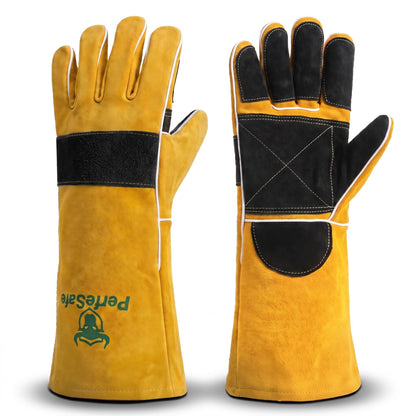 Welding Gloves for Women Heat Fire Resistant Leather 14" L Red