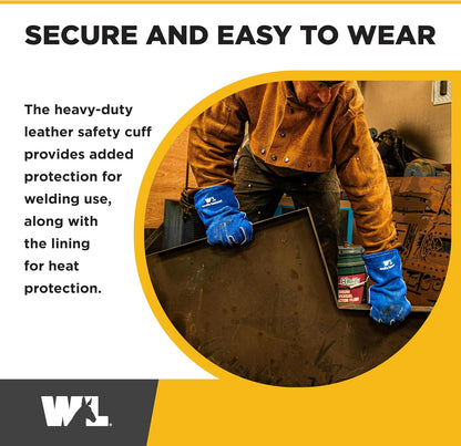 Wells Lamont Men's Welding Gloves, Split Cowhide Leather, Blue, X-Large