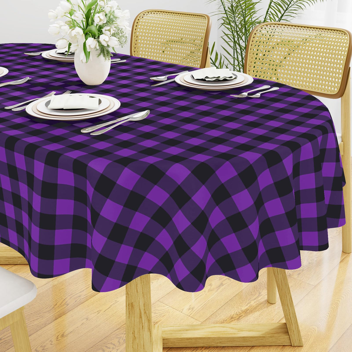 Smiry Fall Tablecloth, Flannel Backed Vinyl Table Cloth, 60"x84"
