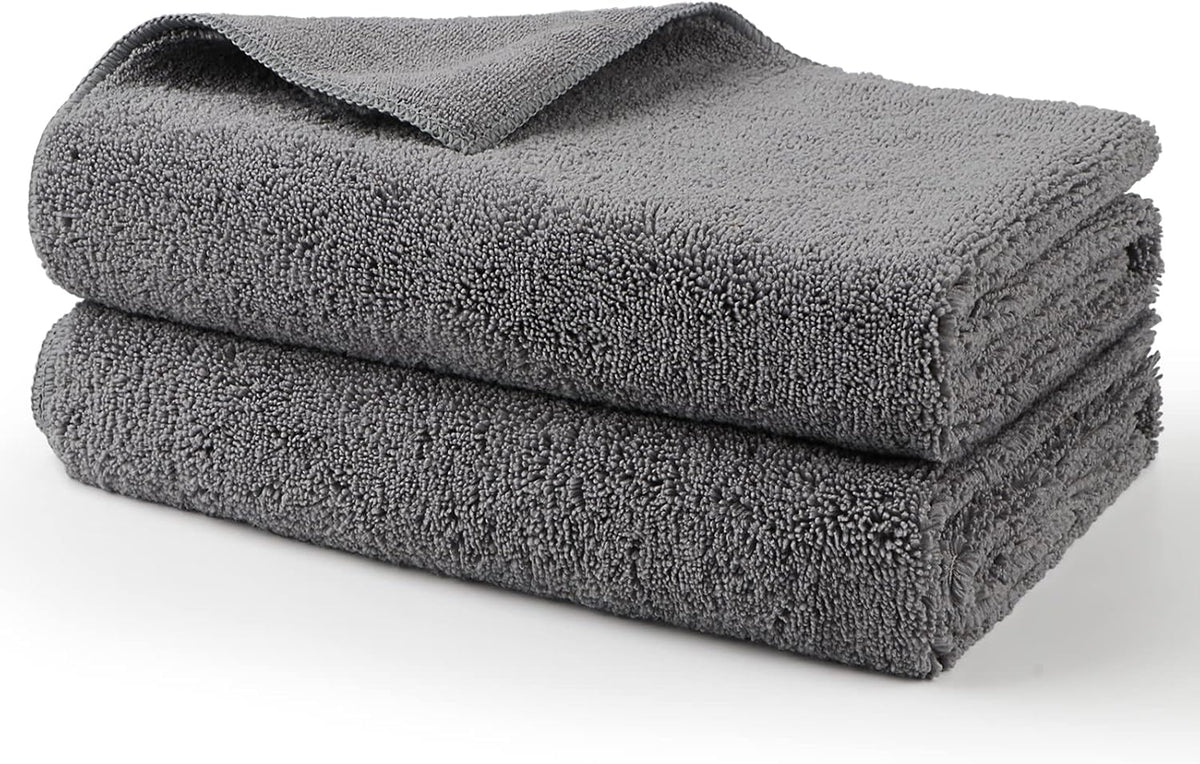 HOMEXCEL Professional Large Microfiber Car Drying Towels 2 Pack, Lint Free, Scratch Free, Highly Absorbent Drying Towel for Cars, SUVs, RVs, Trucks, and Boats,31" x 24",Grey