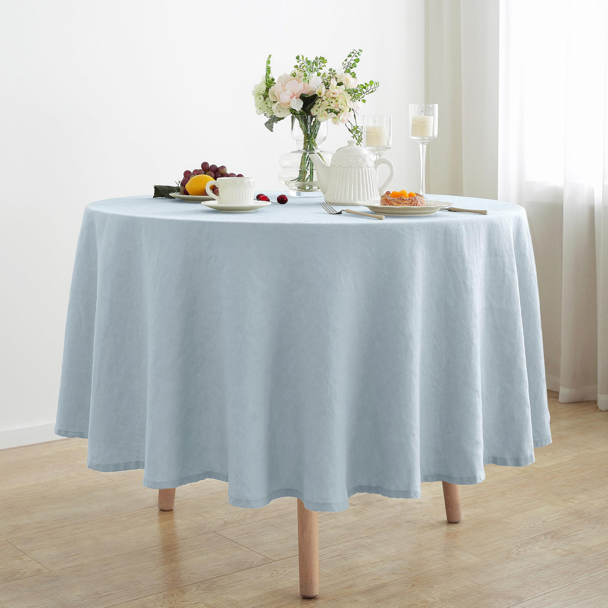 Linen World Linen Tablecloth,100% French Linen Natural Tablecloth 132" x 90" Inch,Washable Rectangular Tablecloth for Dining,Outdoor,Weddings and Restaurants,Decorative Thanksgiving Christmas