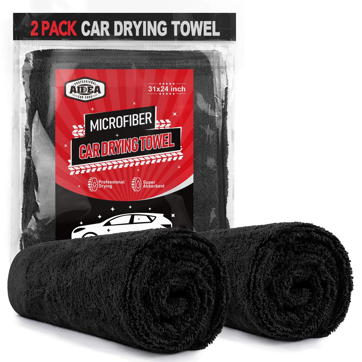 AIDEA Microfiber Cleaning Cloth 24 Pack, Microfiber Towels for Cars, Soft & Absorbent Cleaning Rags, Premium Lint Free Shop Towels for House, Kitchen, Car, 12inx16in