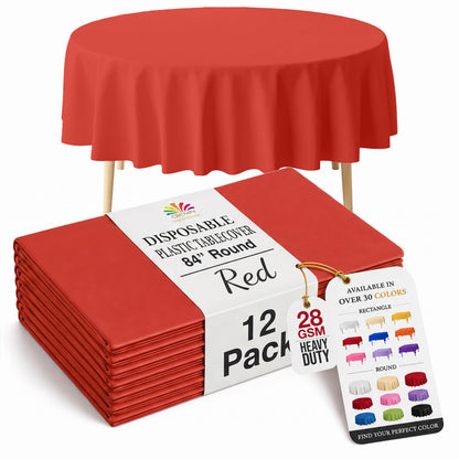 Exquisite Ivory Plastic Table Cloth Disposable 12 Pack, 54 x 108 Inch