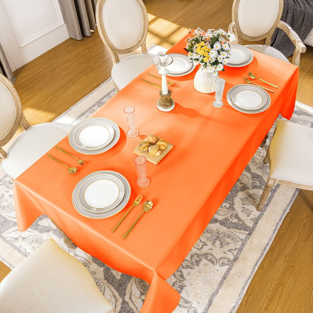 Softalker Orange Tablecloth Rectangle, 60 x 84 Inch