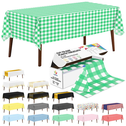 CXPSINC White Plastic Table Cloth Disposable Tablecloth Roll 54 Inch X 300 Feet Plastic Table Cover Roll with Slide Cutter for Picnics, Parties, Banquet, Birthdays, Weddings