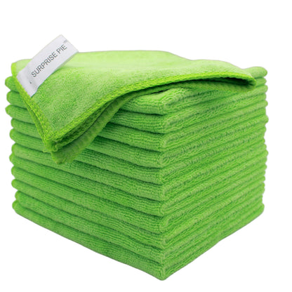 400 GSM Microfiber Cleaning Cloths, Ultra Absorbent, Thick, Lint Free Reusable Cleaning Cloths for Kitchen, Glass, Stainless Steel, Car Detailing & Household Cleaning, 6 Pack, 12" x 12"