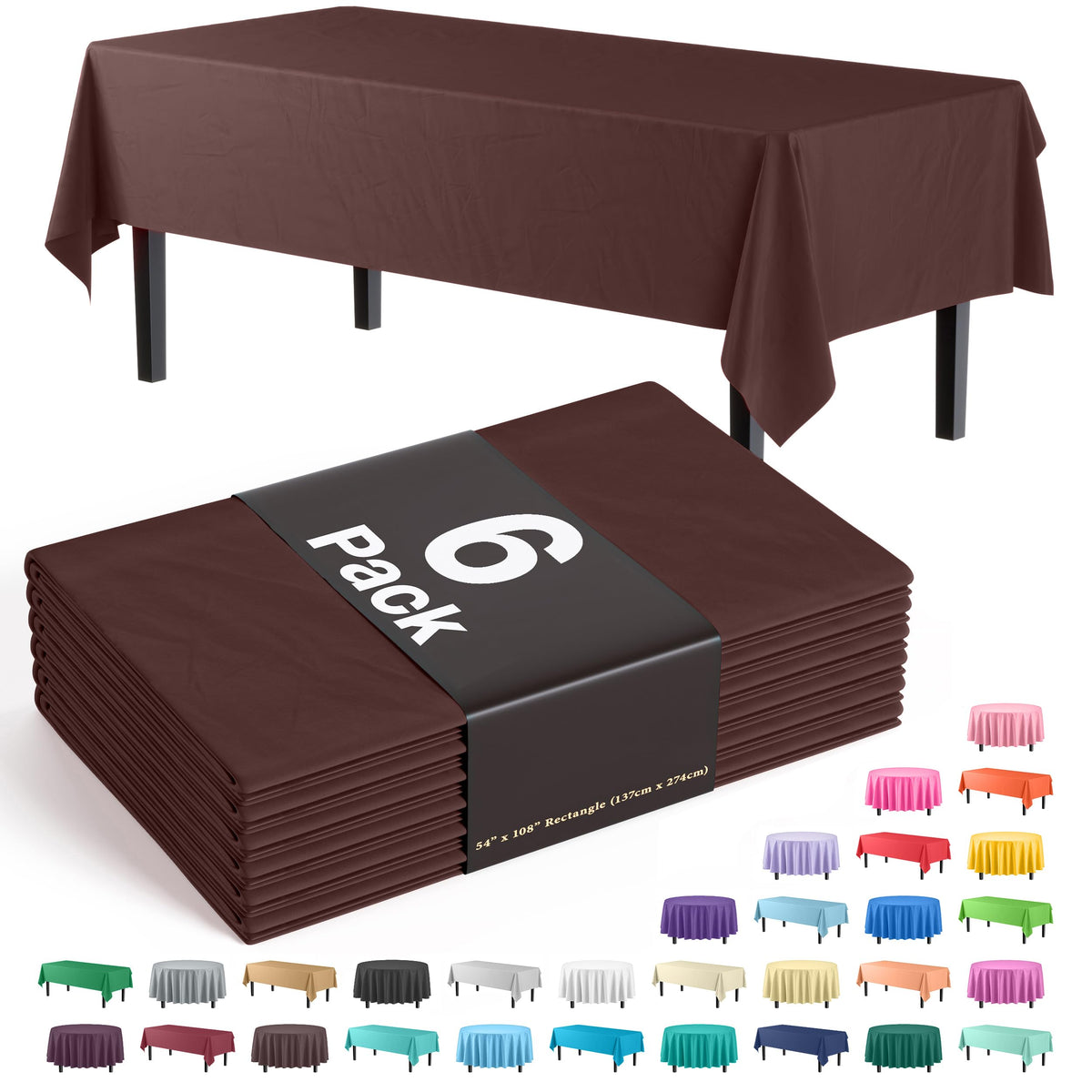 Exquisite Navy Plastic Table Cloth Disposable 6 Pack - 54 x 108 Inch Rectangle Tablecloth for 6 Foot Tables - Waterproof Table Cover for Party Wedding Birthday Graduation BBQ Catering
