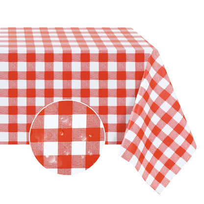 Romanstile Gingham Vinyl Tablecloth, Rectangle 54 x 78, Light Blue