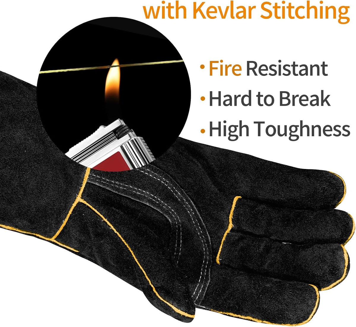 MIG Welding Gloves for Men, Fireproof Leather and Stitching