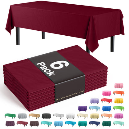 Exquisite Navy Plastic Table Cloth Disposable 6 Pack - 54 x 108 Inch Rectangle Tablecloth for 6 Foot Tables - Waterproof Table Cover for Party Wedding Birthday Graduation BBQ Catering