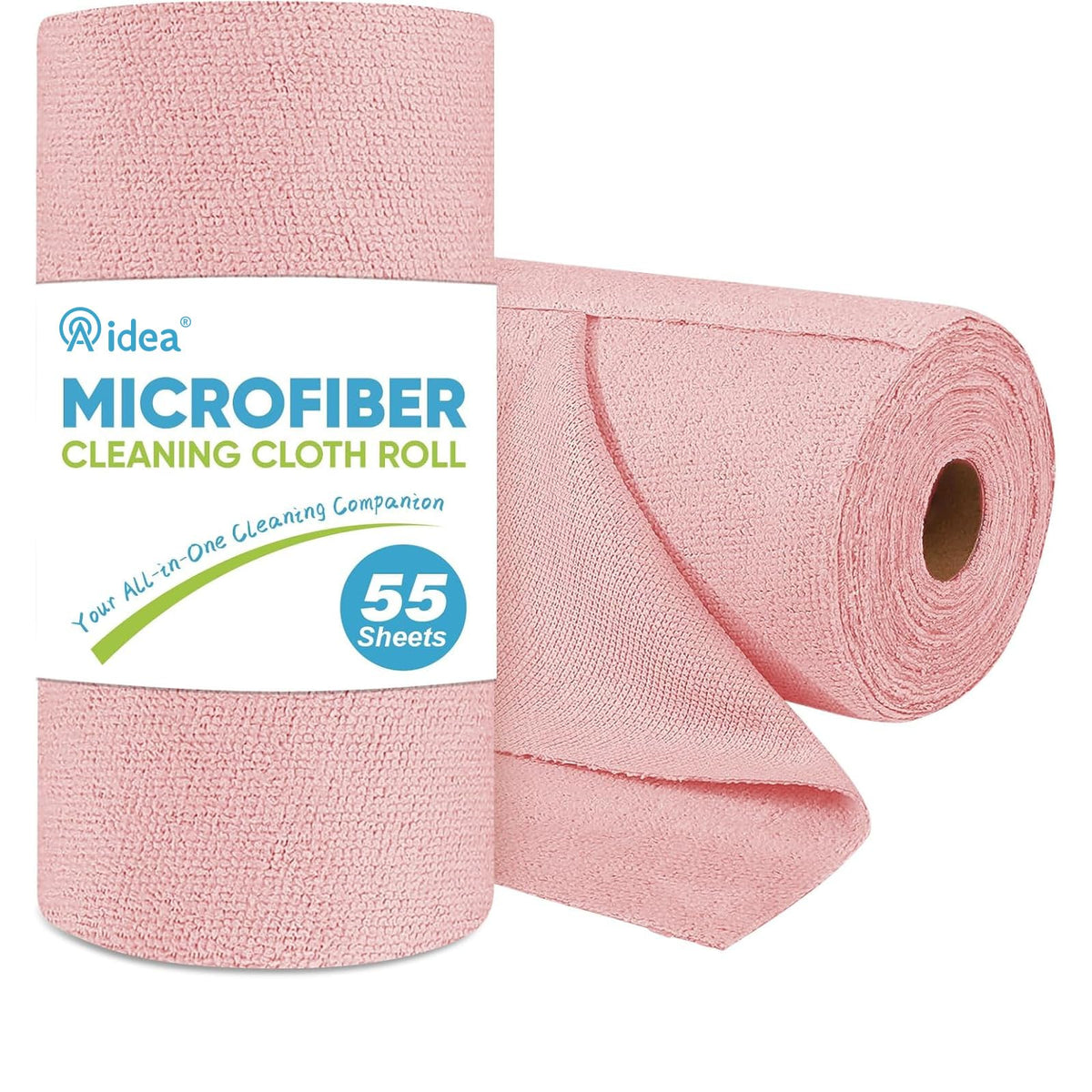 AIDEA Microfiber Cleaning Cloth Roll, Blue Shop Towels 55 Sheets 11×9"