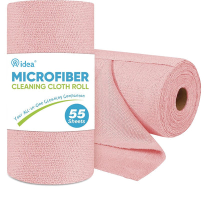 AIDEA Microfiber Cleaning Cloth Roll, Blue Shop Towels 55 Sheets 11×9"