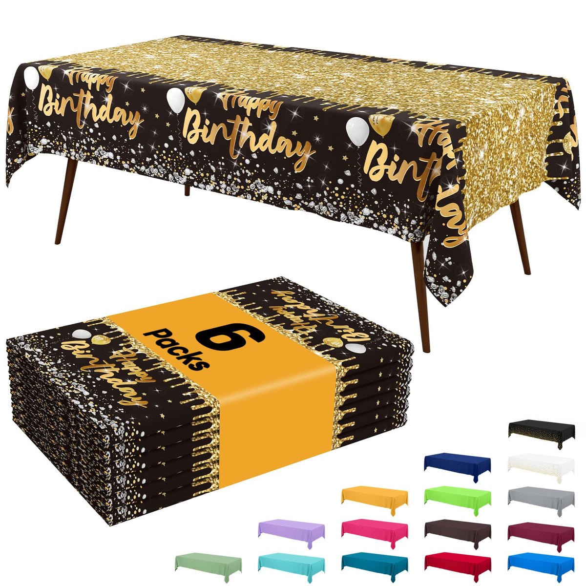 Smiry Plastic Disposable Waterproof Table Cloth - 54 x 108 Inch, 6 Packs